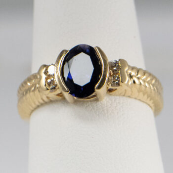 14 K Y Oval Blue Sapphire ring 2