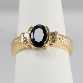 14 K Y Oval Blue Sapphire ring 3