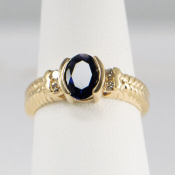 14 K Y Oval Blue Sapphire ring 4