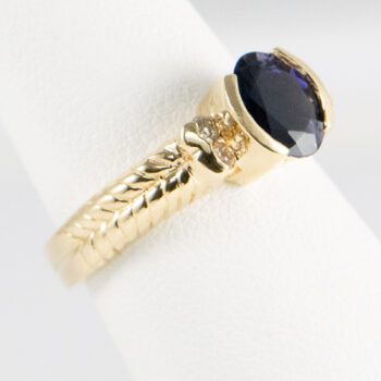 14 K Y Oval Blue Sapphire ring 5