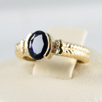 14 K Y Oval Blue Sapphire ring 8
