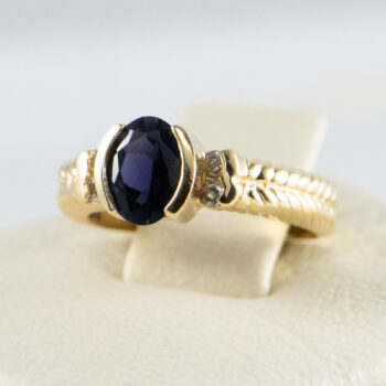14 K Y Oval Blue Sapphire ring 9