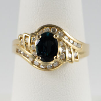 14 K Y Oval Sapphire and Dias Ring 3