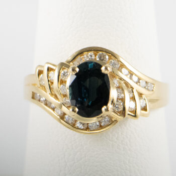 14 K Y Oval Sapphire and Dias Ring 4
