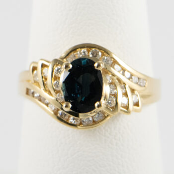 14 K Y Oval Sapphire and Dias Ring 5
