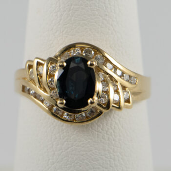 14 K Y Oval Sapphire and Dias Ring 6