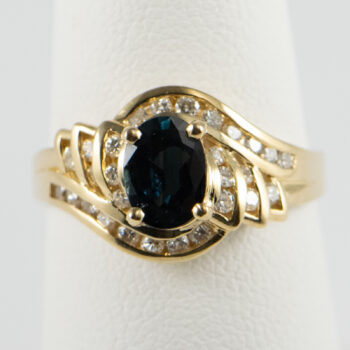 14 K Y Oval Sapphire and Dias Ring 8