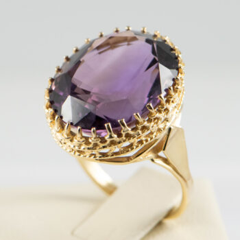 14 K Y Large Oval Amethyst Lds Ring 3