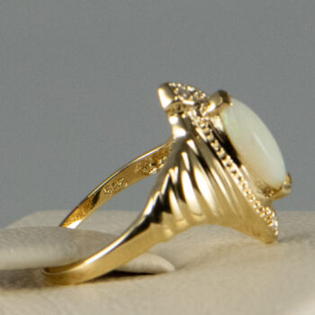 14 K Y Marquise Opal Ring with two Diamonds 10