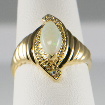 14 K Y Marquise Opal Ring with two Diamonds 11