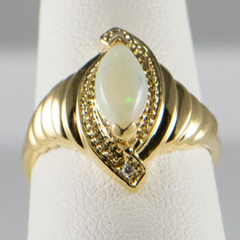 14 K Y Marquise Opal Ring with two Diamonds 12