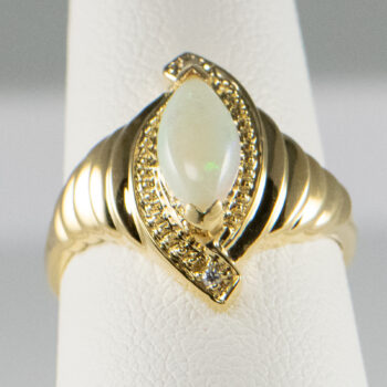 14 K Y Marquise Opal Ring with two Diamonds 13