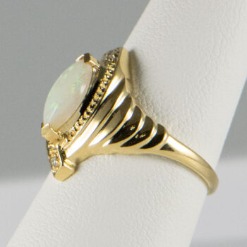 14 K Y Marquise Opal Ring with two Diamonds 15