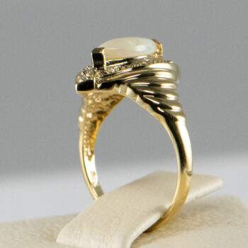 14 K Y Marquise Opal Ring with two Diamonds 4
