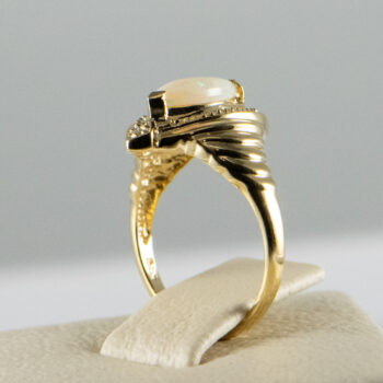 14 K Y Marquise Opal Ring with two Diamonds 5