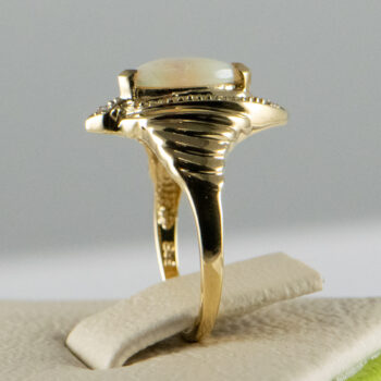 14 K Y Marquise Opal Ring with two Diamonds 6