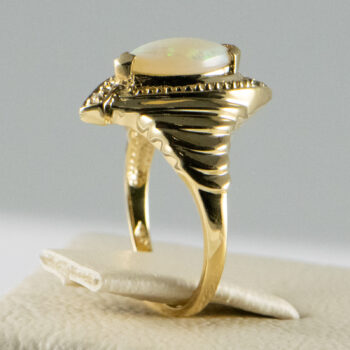 14 K Y Marquise Opal Ring with two Diamonds 7