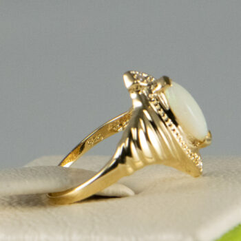 14 K Y Marquise Opal Ring with two Diamonds 9