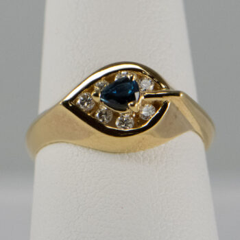 14 K Y Ring with Pear Shape Sapphire 2