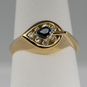 14 K Y Ring with Pear Shape Sapphire 5