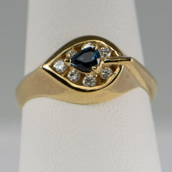 14 K Y Ring with Pear Shape Sapphire 6