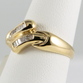 14 K Y Ring with Two Rows of Baguett Diamonds 10
