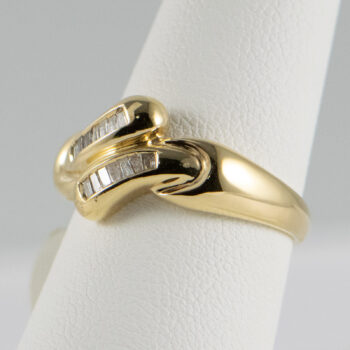 14 K Y Ring with Two Rows of Baguett Diamonds 11
