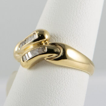 14 K Y Ring with Two Rows of Baguett Diamonds 12
