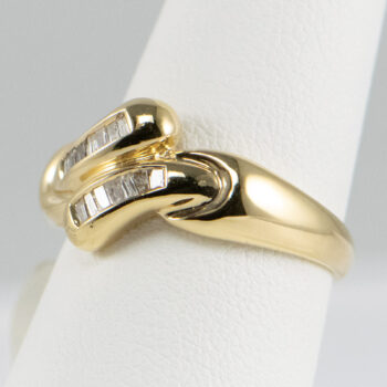 14 K Y Ring with Two Rows of Baguett Diamonds 13