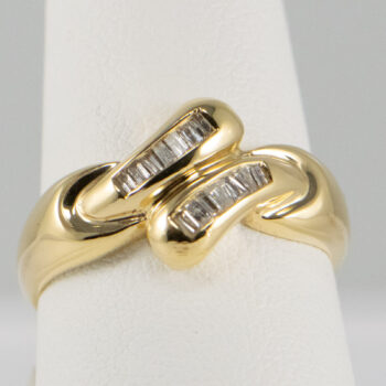 14 K Y Ring with Two Rows of Baguett Diamonds 15