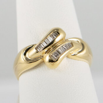 14 K Y Ring with Two Rows of Baguett Diamonds 16