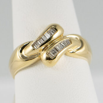 14 K Y Ring with Two Rows of Baguett Diamonds 17