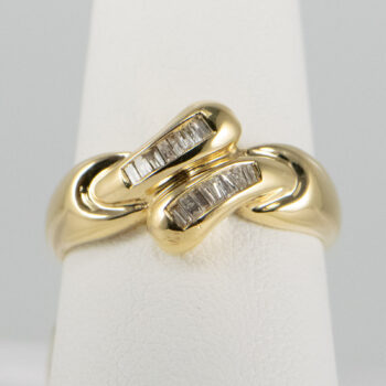 14 K Y Ring with Two Rows of Baguett Diamonds 2