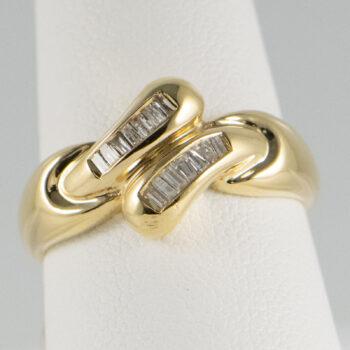 14 K Y Ring with Two Rows of Baguett Diamonds 4