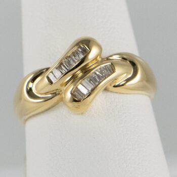14 K Y Ring with Two Rows of Baguett Diamonds 6