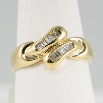 14 K Y Ring with Two Rows of Baguett Diamonds 7