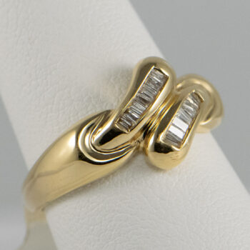 14 K Y Ring with Two Rows of Baguett Diamonds 8