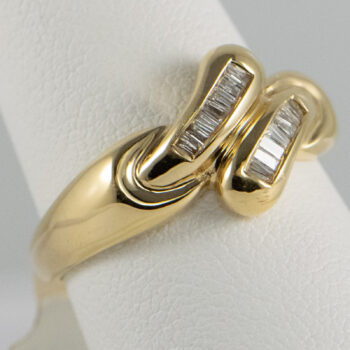 14 K Y Ring with Two Rows of Baguett Diamonds 9