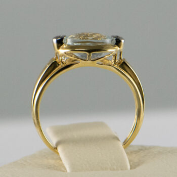 14 K Yellow Aquamarine Ring with 2 Diamonds 12