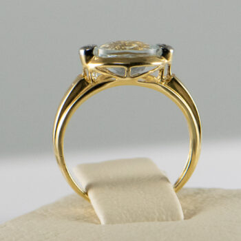 14 K Yellow Aquamarine Ring with 2 Diamonds 14