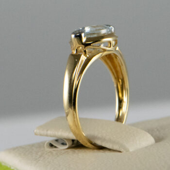 14 K Yellow Aquamarine Ring with 2 Diamonds 16