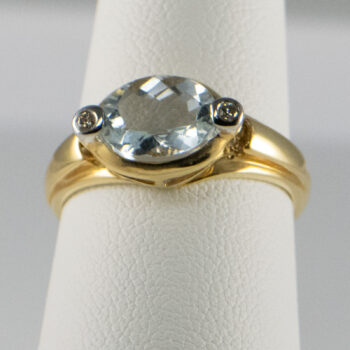 14 K Yellow Aquamarine Ring with 2 Diamonds 6
