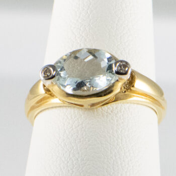 14 K Yellow Aquamarine Ring with 2 Diamonds 7