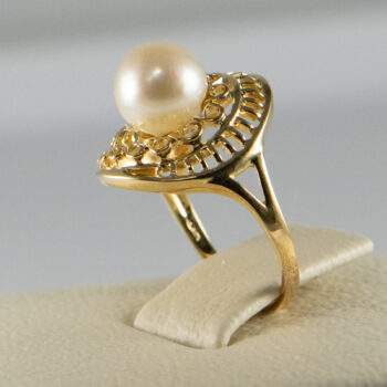 14 K Yellow Cultured Pearl R Ing 12