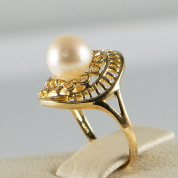 14 K Yellow Cultured Pearl R Ing 13