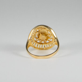 14 K Yellow Cultured Pearl R Ing 16