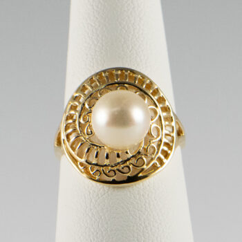 14 K Yellow Cultured Pearl R Ing 3