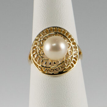 14 K Yellow Cultured Pearl R Ing 4