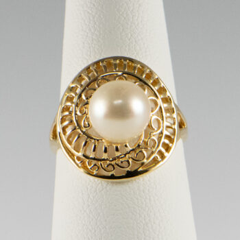 14 K Yellow Cultured Pearl R Ing 5