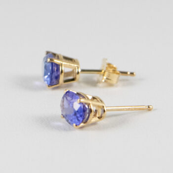 14 K Yellow G Oval Tanzanite Stud Earrings 10
